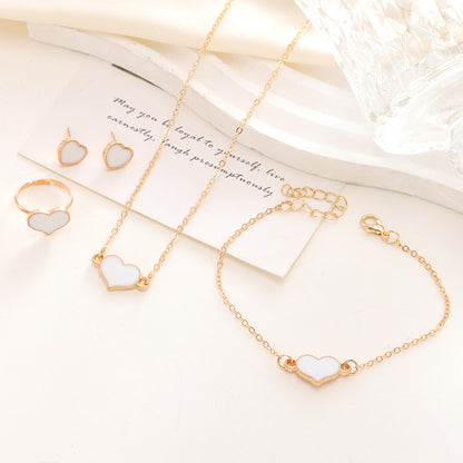 Simple Love Jewelry Women'S Fashion Necklace Suit Heart Jewelry Set Gift for Her Fashion Party Jewelry