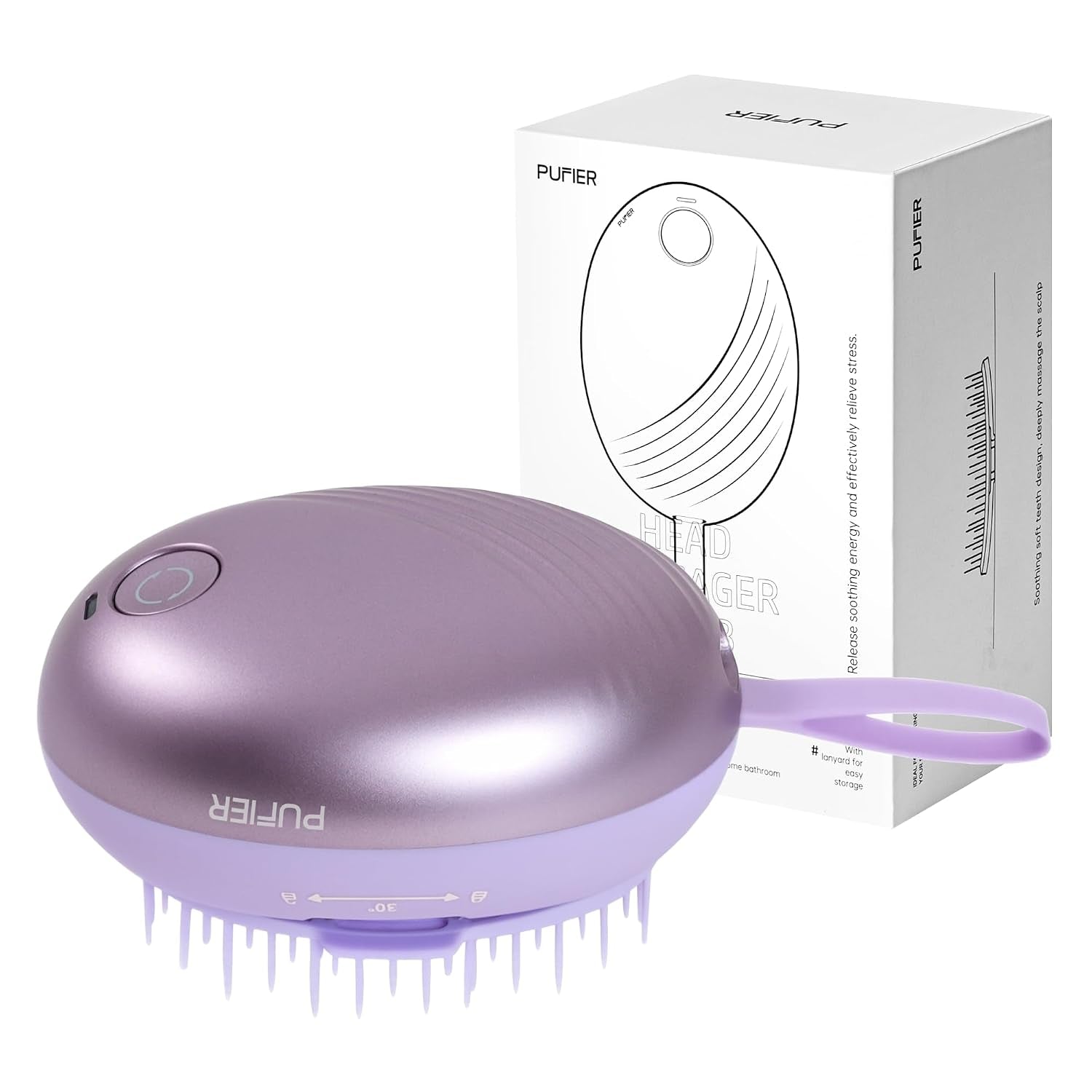 Rechargeable Electric Scalp Massager with Anion Technology – Portable Head Massager for Ultimate Relaxation and Frizz Control (Purple)