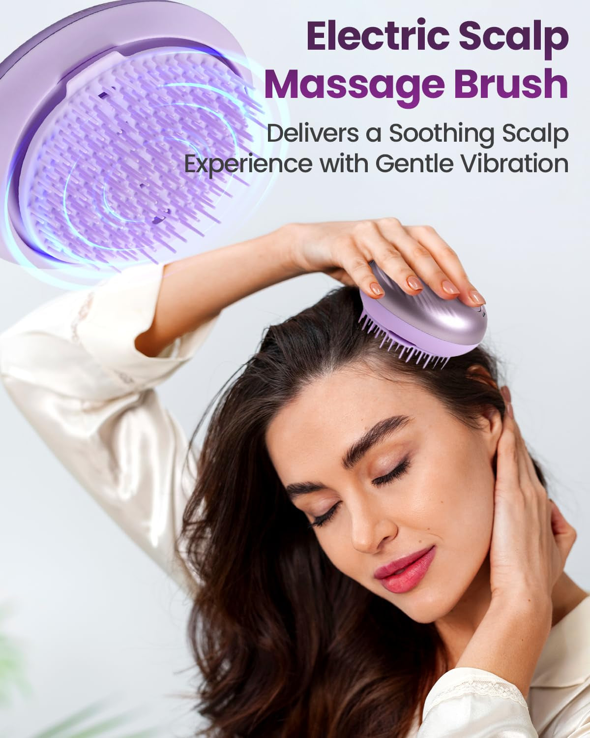 Rechargeable Electric Scalp Massager with Anion Technology – Portable Head Massager for Ultimate Relaxation and Frizz Control (Purple)