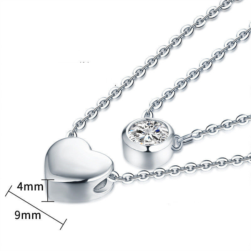 Women'S Loving Heart Zircon Multi-Layer Twin Necklace