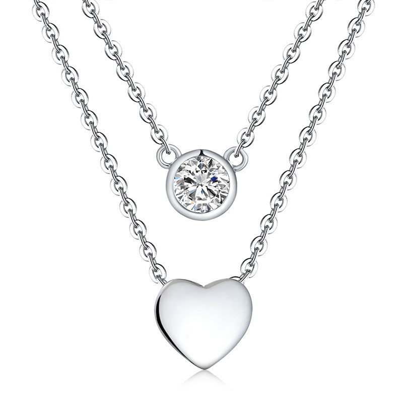 Women'S Loving Heart Zircon Multi-Layer Twin Necklace