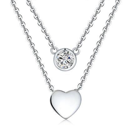 Women'S Loving Heart Zircon Multi-Layer Twin Necklace