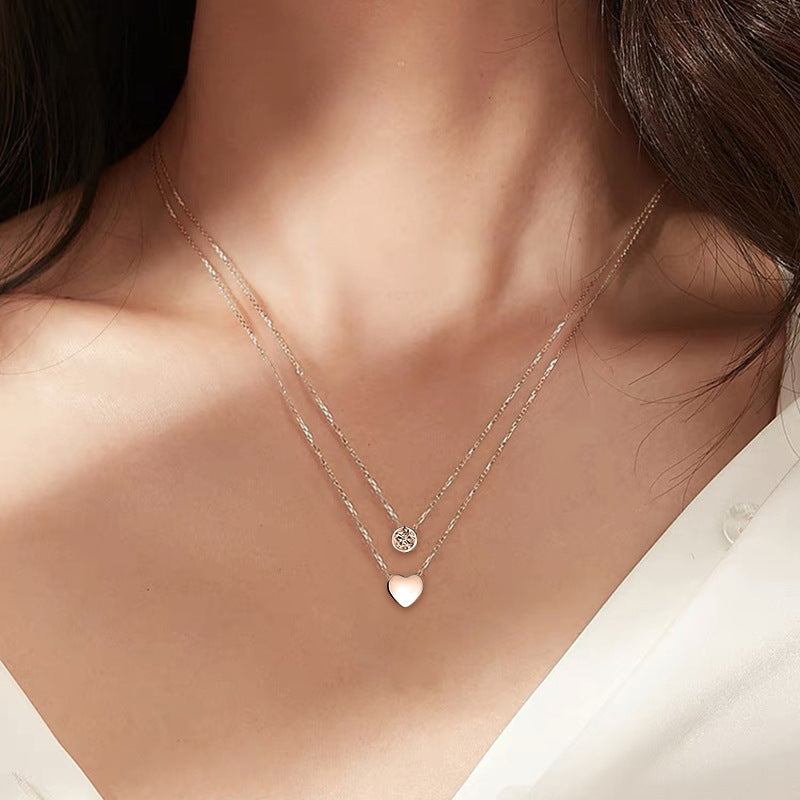 Women'S Loving Heart Zircon Multi-Layer Twin Necklace