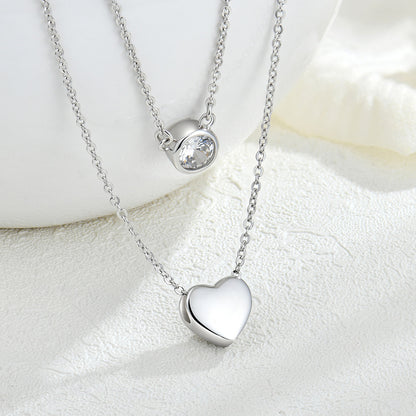 Women'S Loving Heart Zircon Multi-Layer Twin Necklace
