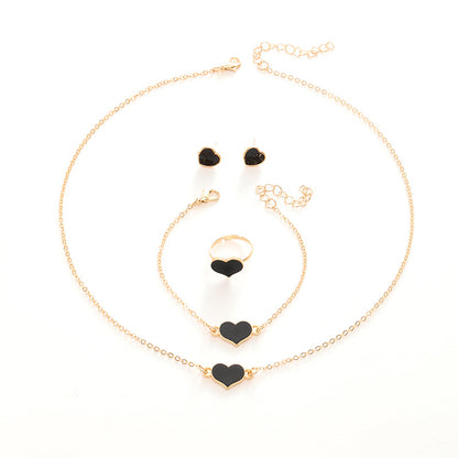 Simple Love Jewelry Women'S Fashion Necklace Suit Heart Jewelry Set Gift for Her Fashion Party Jewelry